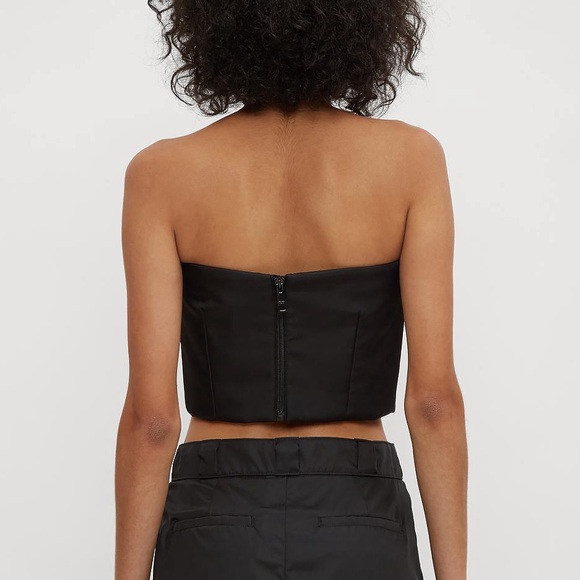 Prada Women's Black Nylon Gabardine Bustier Crop Top size 36 NWT - Picture 4 of 8